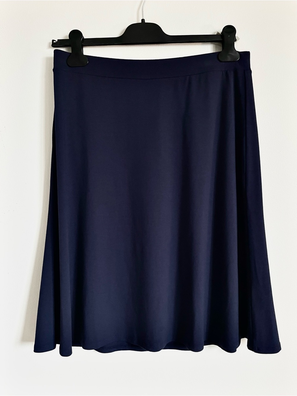 NWT Eileen Fisher Flared Knit Midi Skirt MP NWT Midnight Blue Stretch Jersey